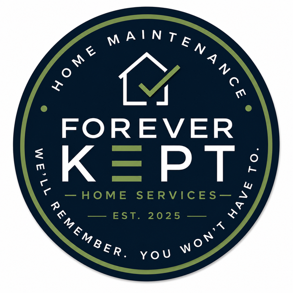 ForeverKept Home Services badge — Home Maintenance, Est. 2025. We'll remember. You won't have to.
